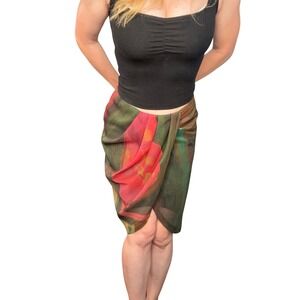 Vintage ISDA & CO Skirt Abstract‎ Print Draped Statement Piece Small Deadstock